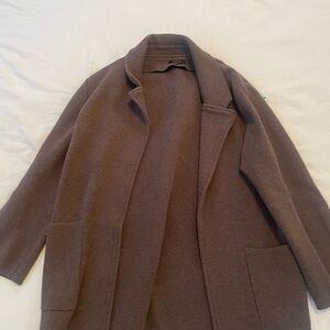 Brown Wool Blend Coat Quince